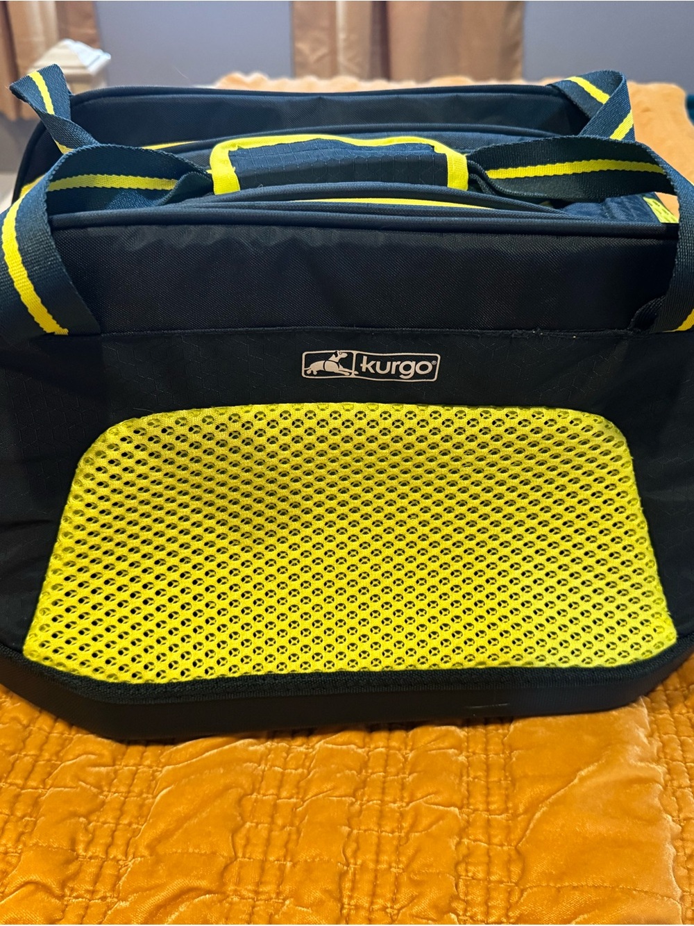Kurgo Black and Neon Yellow Duffel Bag